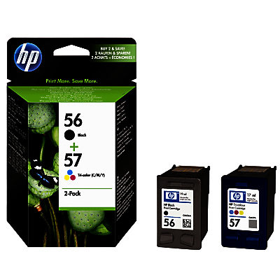 HP 56 Black and 57 Colour Inkjet Cartridge, Pack of 2, C9321FN